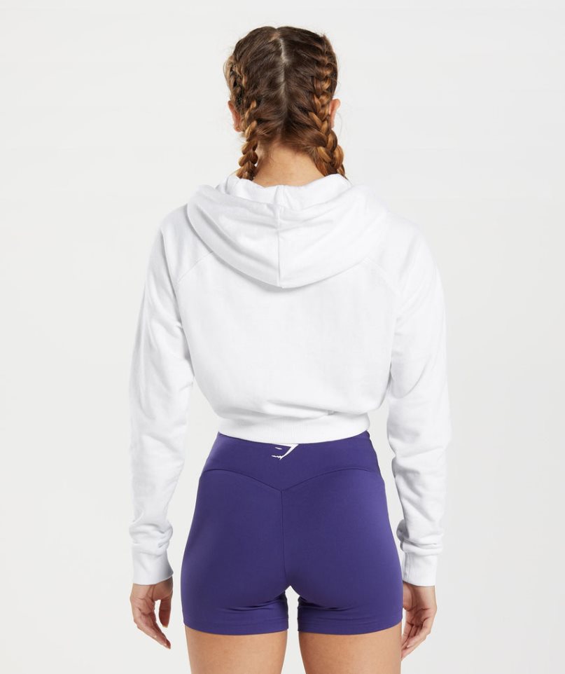 Women's Gymshark Training Cropped Hoodie White | CA A5DN63